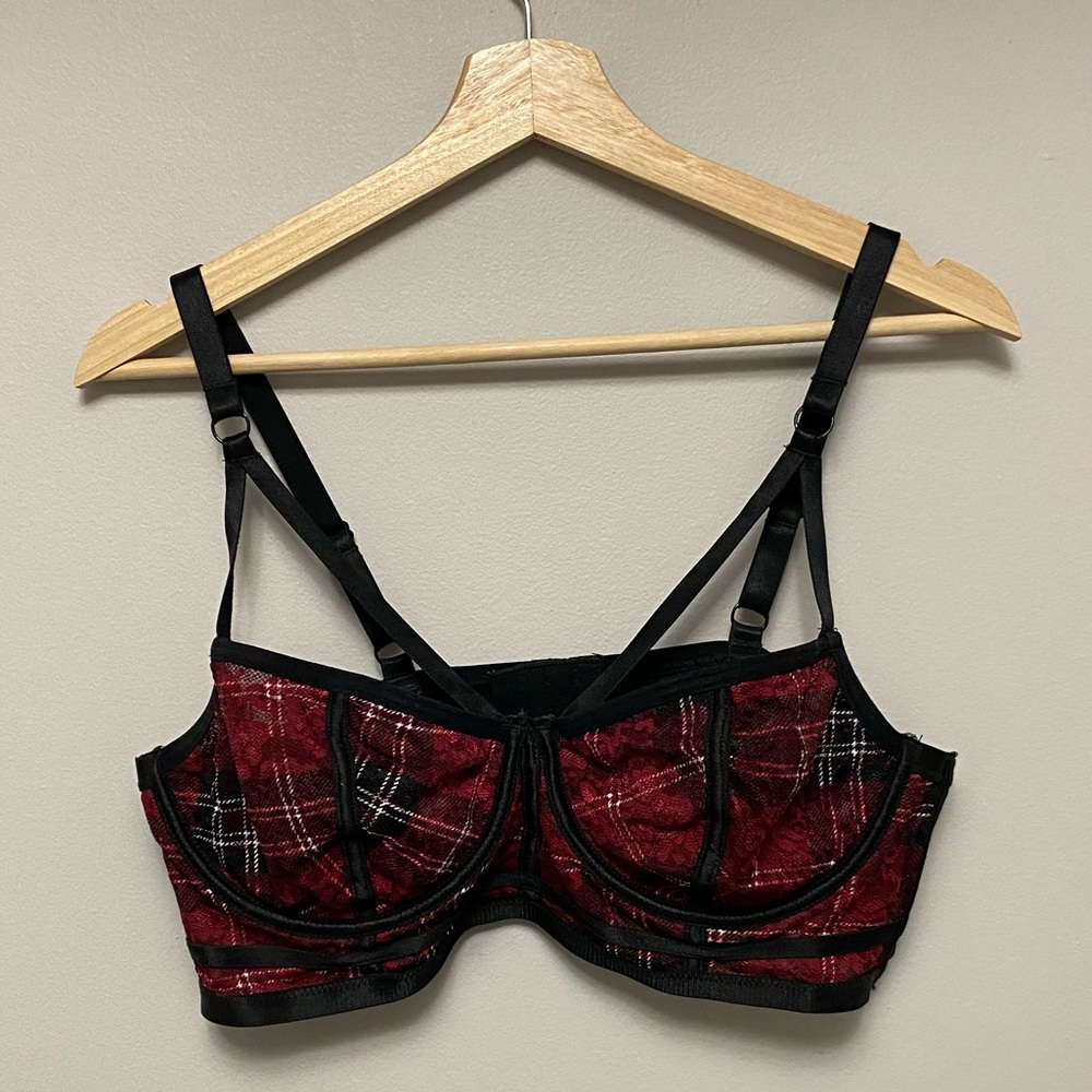Plaid cage bra